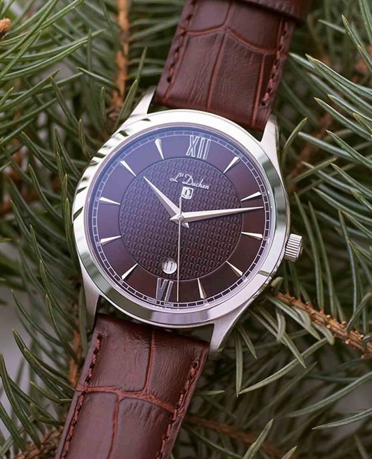 L'Duchen L'Duchen Carcassonne D 761.12.18,  швейцария мужские часы на браслете кожаный боковой вид